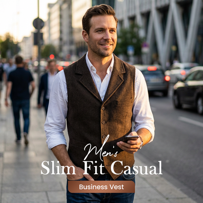 ✨ Időtlen Szabászat | Férfi Slim-Fit V-Nyak Üzleti Mellény
