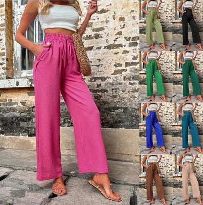 👖 Női Kényelmes Magas Derekú Széles Szárú Nadrág