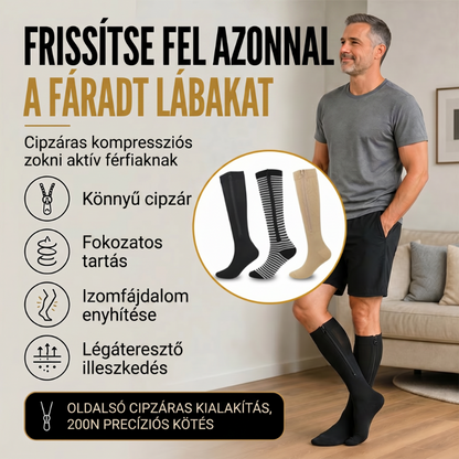 🧦🎁 Cipzáros Kompressziós Zokni – Futáshoz, Utazáshoz【1+1 INGYEN】