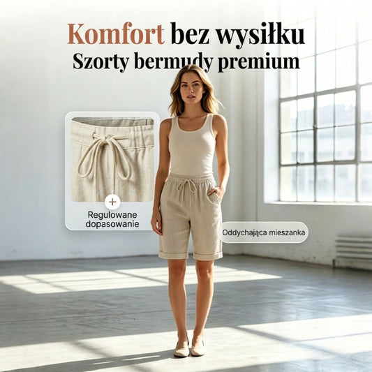 Bawełniane i lniane szorty damskie ze sznurkiem na co dzień