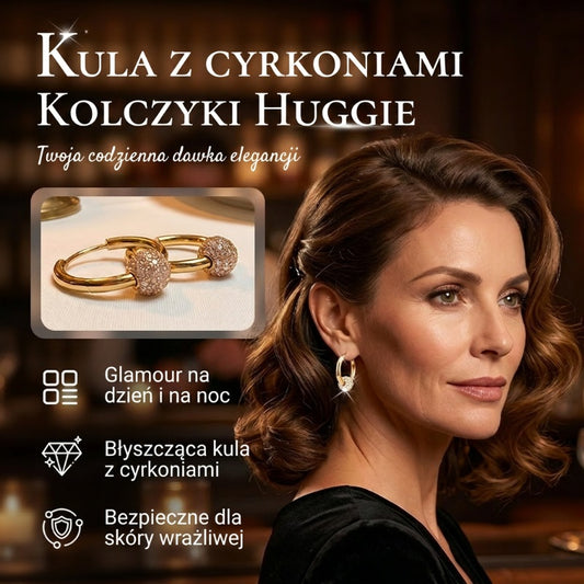 Złote kolczyki koła z małą kulką