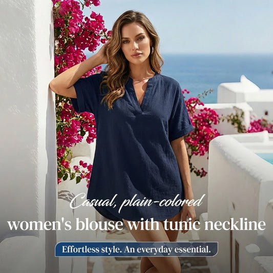 🌸 WYPRZEDAŻ WIOSENNA – 49% ZNIŻKI! 👕 Modna bluzka w jednolitym kolorze z krótkim rękawem ✨🌿💖