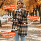 🔥Téli Akció🔥⏰Női Klasszikus Kényelmes Kockás Kapucnis Kabát🧥