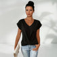 👚Elegancka koszulka z krótkim rękawem i dekoltem w serek, z efektem skrętu