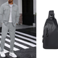 🔥 Férfi Gofri Mintás Gombos Dzseki és Nadrág Szett – Légáteresztő Anyag, Laza Szabás & Könnyed Stílus Minden Napra 👕👖