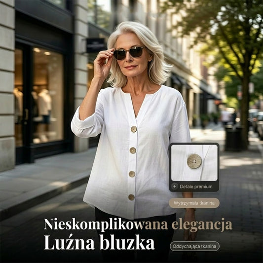 【S-4XL】👚Luźna bluzka damska zapinana na guziki