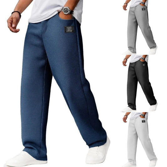 👖Lässige, locker sitzende Hose aus Strick mit schlichtem Karomuster und verstellbarem Bund