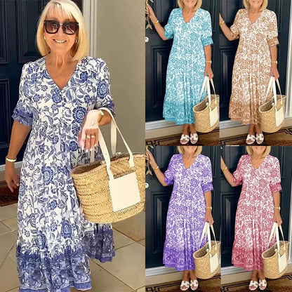 🔥Idealna na lato👗Sukienka w stylu bohemy z dekoltem w szpic