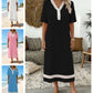 👗 Női elegáns csipkebetétes V-nyakú ruha