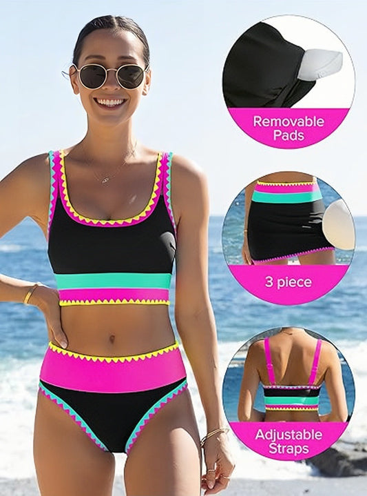 👙Trzyczęściowy sportowy komplet bikini wyszczuplający talię