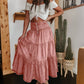 👗 Farmer maxi szoknya – Magas derekú, többszintes, A-vonalú, elölt gombos ✨