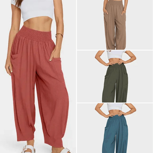 Damska luźna spodnie haremowe z wysokim stanem