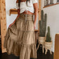 👗 Farmer maxi szoknya – Magas derekú, többszintes, A-vonalú, elölt gombos ✨