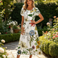 👗✨ ELEGANCKA SUKIENKA DAMSKA Z OKRĄGŁYM DEKOLTEM I NADRUKIEM
