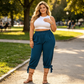 👖Women's Elastic Waist Capri Pants – Breathable, Stretchy, Side Tie Detail 🌿