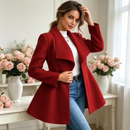 🧥✨ Női Elegáns Karcsúsított Hajtókás Kabát – Stílusos & Nőies Megjelenés