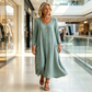 👗✨ Női Egyszínű Hosszú Ujjú Ruha – Elegáns Egyszerűség & Kényelmes Viselet Minden Napra