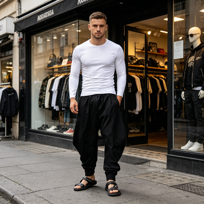 👖  Męskie letnie spodnie haremowe o luźnym kroju