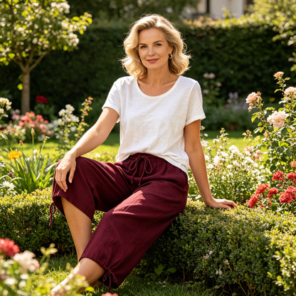 👖🌬️ Swobodne spodnie capri z sznurkiem i kieszeniami