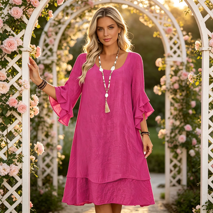 👗✨ Női Laza Fodros Ujjú Ruha – Kényelmes & Nőies Szabás 🌸