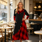 👗 Női Kockás Patchwork Garbós Maxiruha – Elegáns Őszi Hosszú Ruha & Meleg Viselet