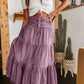 👗 Farmer maxi szoknya – Magas derekú, többszintes, A-vonalú, elölt gombos ✨