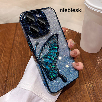 Etui z brokatowym motylem na iPhone'a