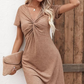 【S-2XL】👗Női rövid ujjú ruha V-nyakú nyakkivágással