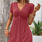 【S-2XL】👗Női rövid ujjú ruha V-nyakú nyakkivágással