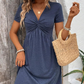 【S-2XL】👗Női rövid ujjú ruha V-nyakú nyakkivágással