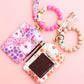 Damskie etui na karty w stylu boho z bransoletką z koralików i brelokiem z frędzlami