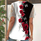 【Vásároljon 1et és kapjon 1et ingyen】👚Csipkés patchwork nyomtatott rövid ujjú felső