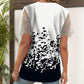【Vásároljon 1et és kapjon 1et ingyen】👚Csipkés patchwork nyomtatott rövid ujjú felső