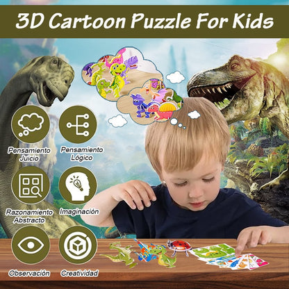 Puzzle 3D z motywem kreskówkowym 🦖 – rozwijają zręczność manualną i logiczne myślenie