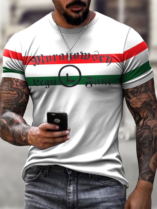 Męski Retro Warsaw Football Club z nadrukiem Casual T-Shirt