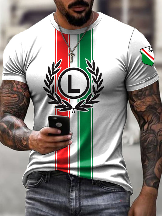 Męska Warszawa Football Club Art Print Casual T-Shirt