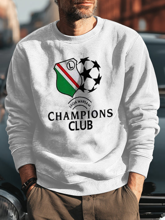 Męskie Retro Polski Warszawa Klub Piłkarski z nadrukiem Casual Bluza
