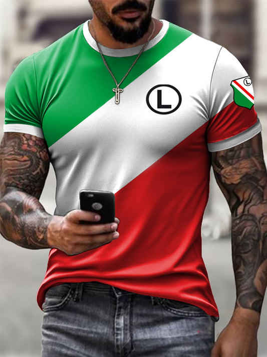Męskie Retro Warsaw Football Club Art Print Casual T-Shirt