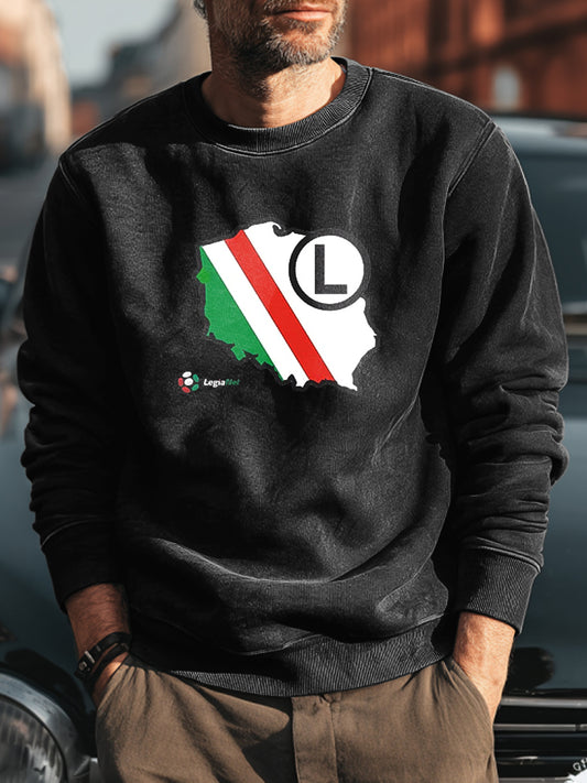 Męskie Retro Warsaw Football Club Abstrakcyjny nadruk Casual Bluza