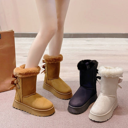 🎀👢Női platform hócsizma masnidíszítéssel🎁