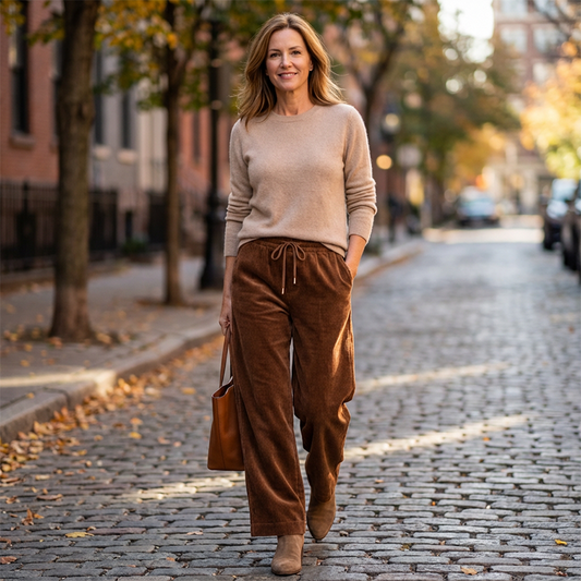 👖Damskie spodnie z sztruksu o luźnym kroju – odporne na zagniecenia, w stylu retro