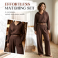 ✨ Flattering 2-Piece Style | Women's Cropped V-Neck Hoodie & High V-Waist Wide-Leg Pants Set