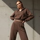 ✨ Flattering 2-Piece Style | Women's Cropped V-Neck Hoodie & High V-Waist Wide-Leg Pants Set