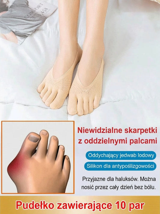 Unisex niewidoczne skarpetki korekcyjne z pięcioma palcami