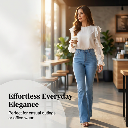 Damska para jeansów z wysokim stanem, elastycznych i o szerokich nogawkach