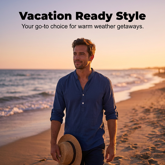 👔Męska koszulka typu Henley z mieszanki lnu