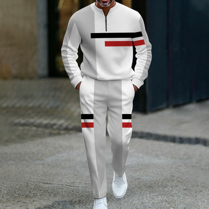 👕 Męski zestaw dresowy z półsuwakiem w stylu color block