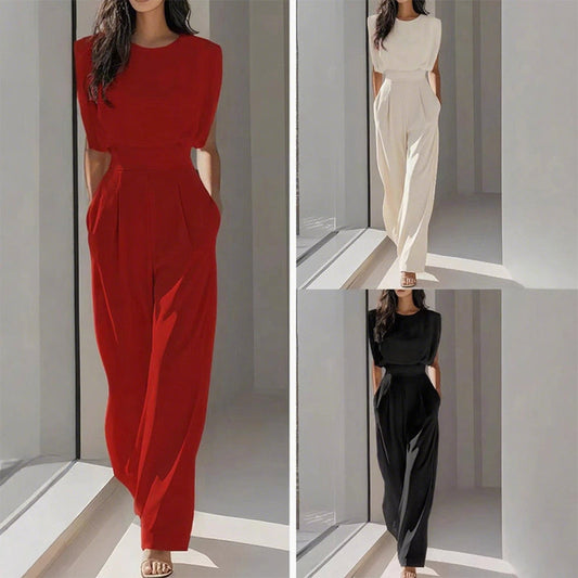 👗 Luźny, jednokolorowy kombinezon – elegancki, wygodny i odpowiedni na każdą okazję