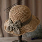 🏖️👒Elegáns, fonott szalmakalap masnival