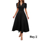 👗 Elegáns Puffos Ujjú Ruha – V-nyak, Magas Derék, Homokóra Sziluett ✨